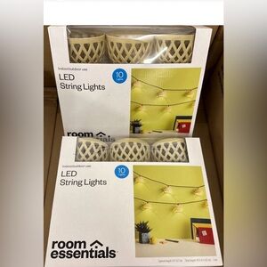 Room Essentials LED 2 packs String Lights 10x3 Tan Basket Weave Plastic W Fuse!!